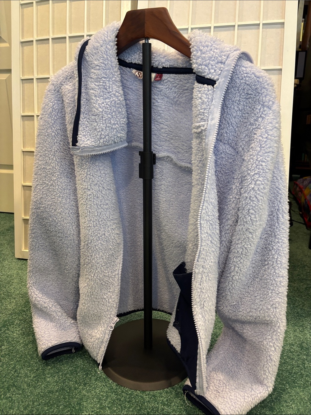 SO Fuzzy Full Zip Jacket Size Small Periwinkle Blue Good Condition